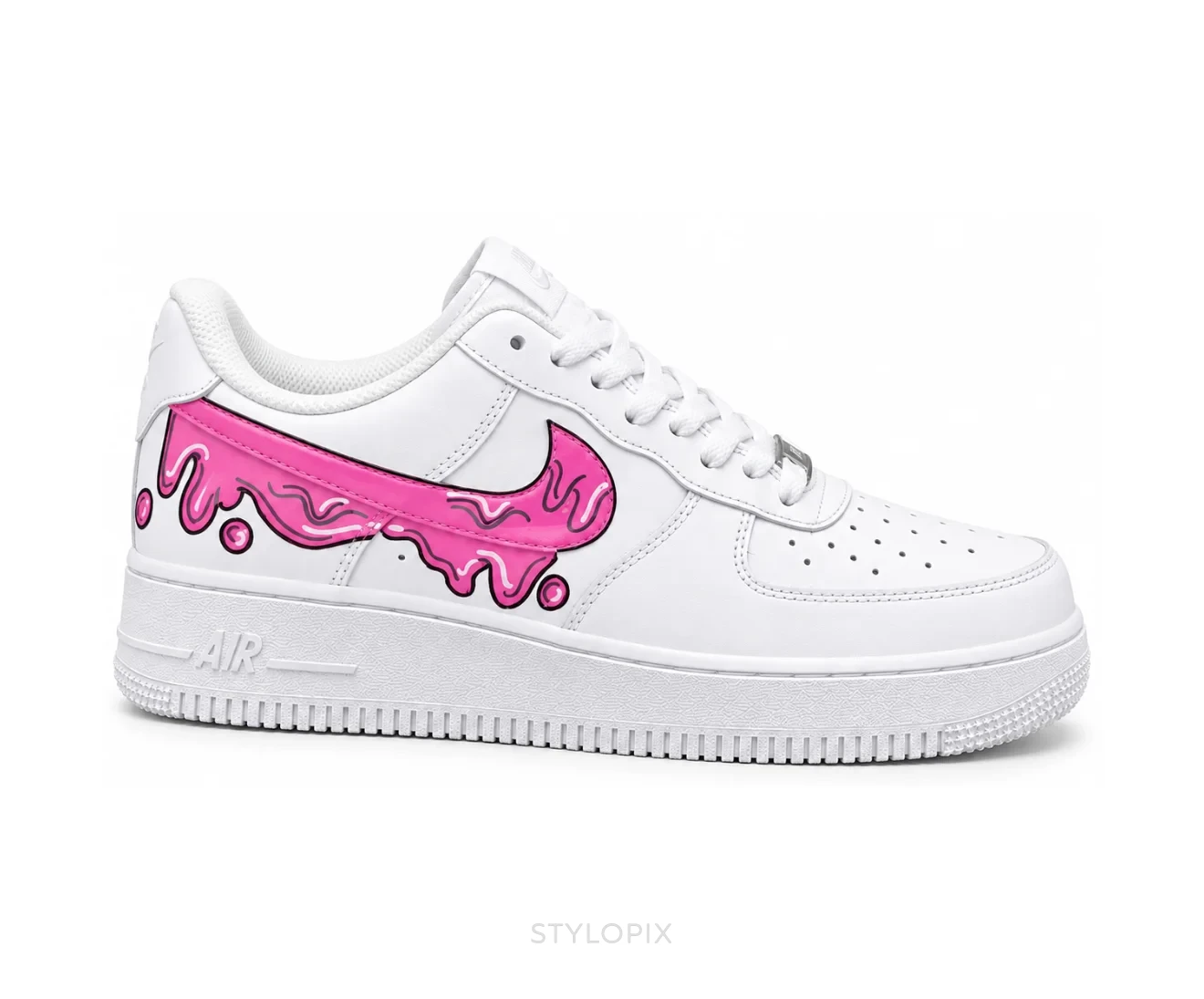 Nike Air Force One Pink Tick With White Customized Unisex - Nike First Copy Shoes