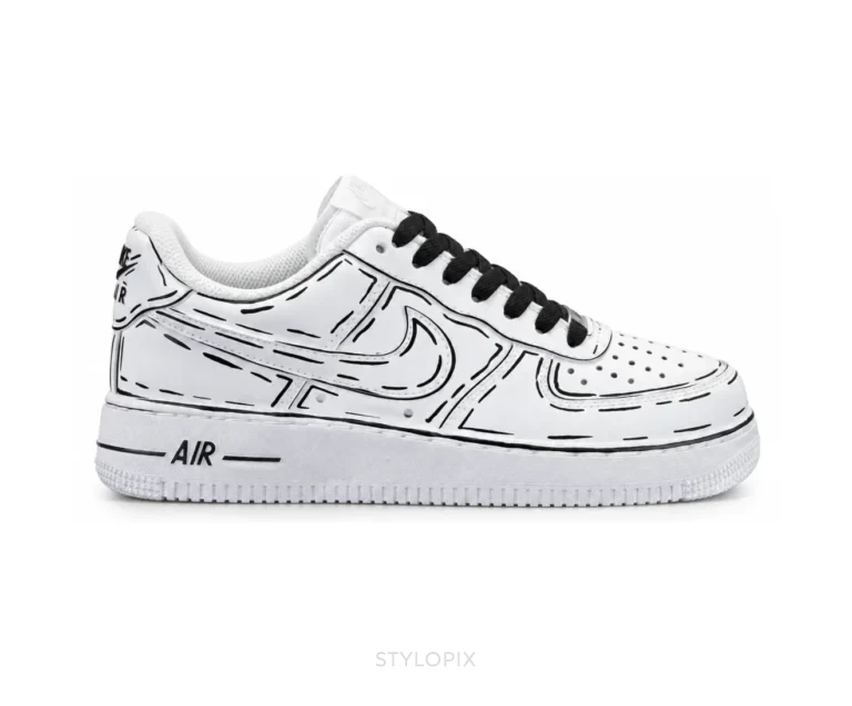 Nike Air Force One White Graphics With Black Laces Customized Unisex - Nike First Copy Shoes