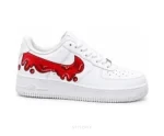 Nike Air Force One Red Tick With White Customized Unisex - Nike First Copy Shoes