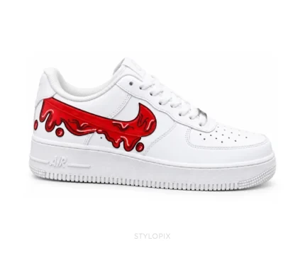 Nike Air Force One Red Tick With White Customized Unisex - Nike First Copy Shoes