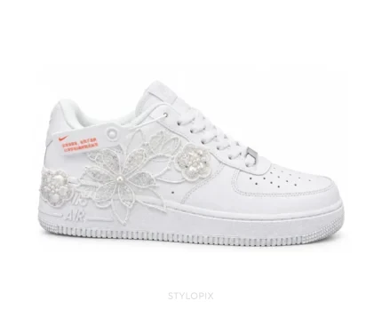 Nike Air Force One Silver Flowers Customized Unisex - Nike First Copy Shoes