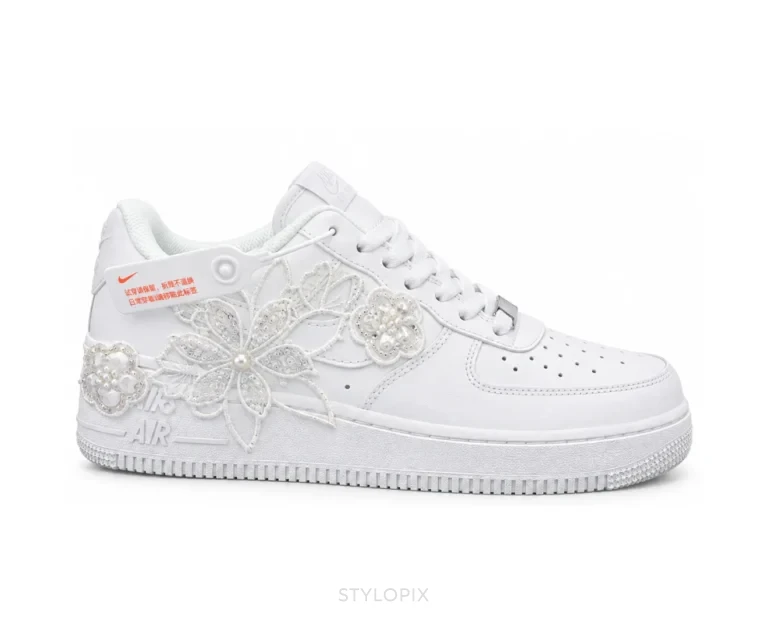 Nike Air Force One Silver Flowers Customized Unisex - Nike First Copy Shoes