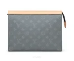 Louis Vuitton Pochette Voyage MM Clutch With Dust Cover & OG Box Grey Flower Pochette - First Copy Pouch Bag