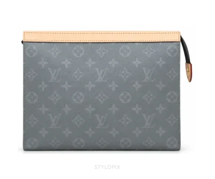Louis Vuitton Pochette Voyage MM Clutch With Dust Cover & OG Box Grey Flower Pochette - First Copy Pouch Bag