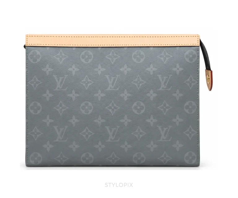 Louis Vuitton Pochette Voyage MM Clutch With Dust Cover & OG Box Grey Flower Pochette - First Copy Pouch Bag