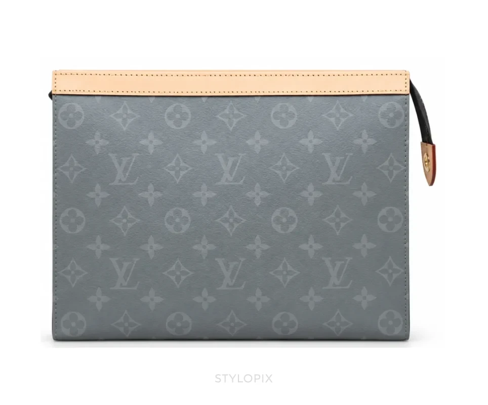 Louis Vuitton Pochette Voyage MM Clutch With Dust Cover & OG Box Grey Flower Pochette - First Copy Pouch Bag
