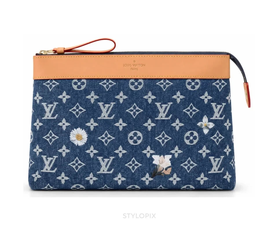 Louis Vuitton Denim Clutch M14057 Pochette Voyage Souple With OG Box & Dust Cover Denim Pochette - First Copy Pouch Bag