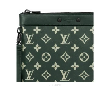 Louis Vuitton Pochette To Go Monogram Leather Dark Green Clutch Bag With Original Box & Dust Cover Pochette - First Copy Pouch Bag