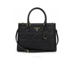 Prada Black Symbol Leather Tote Bag With Original Dust Cover & Carry Backpack - First Copy Tote Bag
