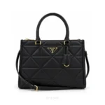 Prada Black Symbol Leather Tote Bag With Original Dust Cover & Carry Backpack - First Copy Tote Bag