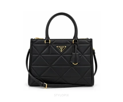 Prada Black Symbol Leather Tote Bag With Original Dust Cover & Carry Backpack - First Copy Tote Bag