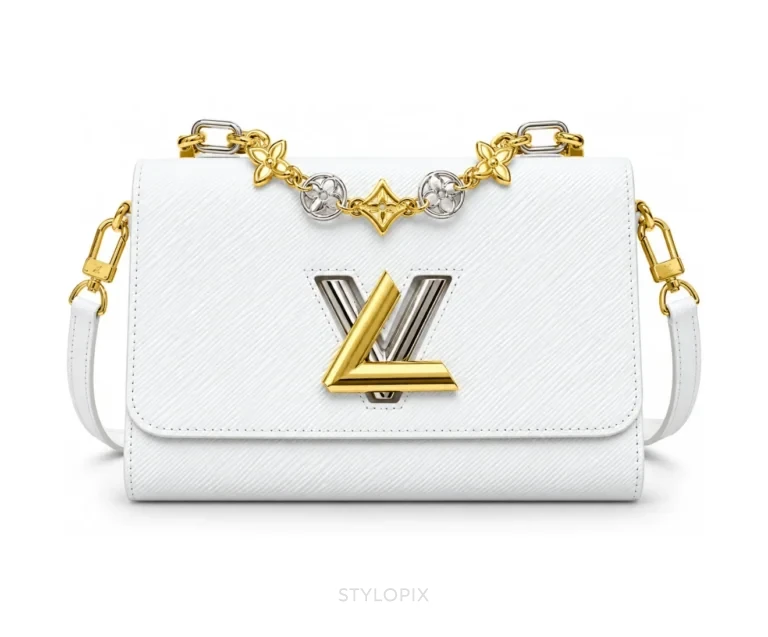 Louis Vuitton White Twist MM Shoulder Bag with Original Double Box & Dust Cover - First Copy Sling Bag