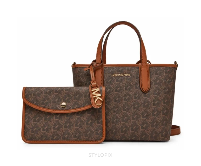 Michael Kors 1719 Eliza Brown Small Tote Bag With Wallet, Original Box, Carry Bag & Dust Cover - Michael Kors First Copy Bags