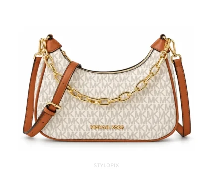 Michael Kors Cora 100822 Cream Color Mini Zip Pochette Sling Bag With Original Dust Cover & Carry Bag - Michael Kors First Copy Bags