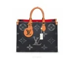 Louis Vuitton OnTheGo MM Medium Black Orange Shoulder Tote Bag With Dust Cover - LV First Copy Bag