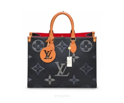Louis Vuitton OnTheGo MM Medium Black Orange Shoulder Tote Bag With Dust Cover - LV First Copy Bag