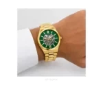 Citizen Open Heart With Green Dial And Golden Metal Strap Skeleton Automatic - Citizen First Copy Watches