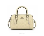 Coach Rowan Satchel Bag Signature Coated Canvas Light Yellow Leather With Original Box & Dust Cover - Coach First Copy Bags