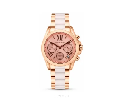 Michael Kors Bradshaw Rose Gold Dial With Double Tone Chain Quartz - Michael Kors First Copy Watches