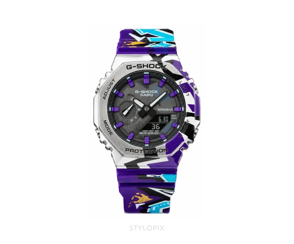 Casio G-Shock GM-2100 Purple White Blue Camouflage Edition Quartz - G Shock First Copy Watches