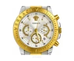 Versace White & Gold Dial Chrono Graph Double Tone Metal Strap Quartz - Versace First Copy Watches