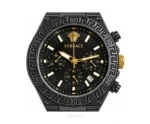 Versace Black Dial With Black Metal Strap Quartz - Versace First Copy Watches
