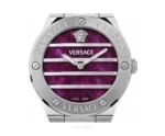 Versace Greca Logo Pearl Silver Maroon - Versace First Copy Watches