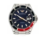 Emporio Armani Blue Dial With Silver Metal Strap Quartz - Emporio Armani First Copy Watches