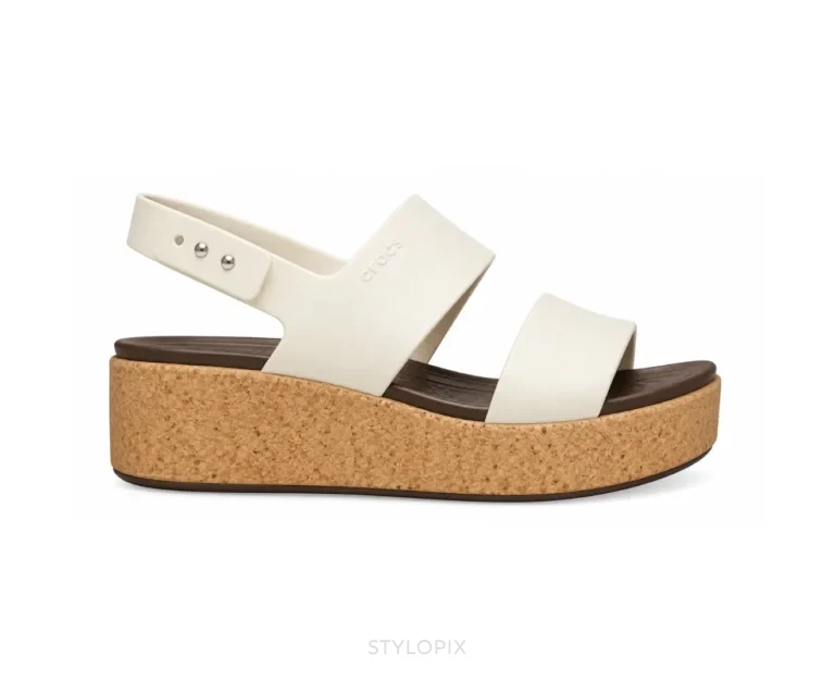 Crocs Sandals Heel White Cream & Cork - First Copy Crocs