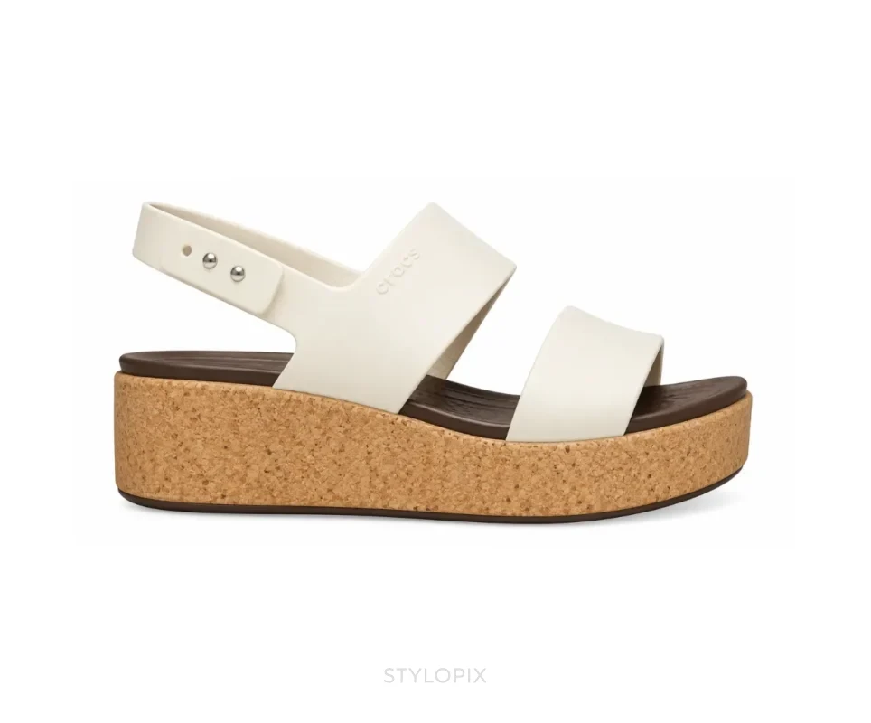 Crocs Sandals Heel White Cream & Cork - First Copy Crocs