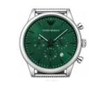 Emporio Armani With Choronograph Green Dial With Silver Metal Chain Quartz - Emporio Armani First Copy Watches
