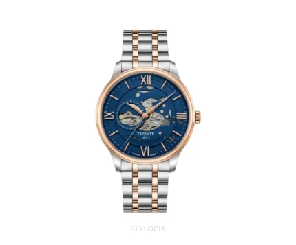 Tissot Open Heart Blue Dial With Rose Gold Automatic Skeleton - Tissot First Copy Watches
