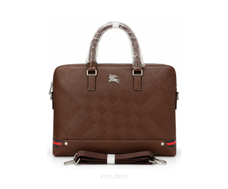 Burberry Laptop Bag with Dust Cover Full Brown Business Bags - First Copy Laptop Bag