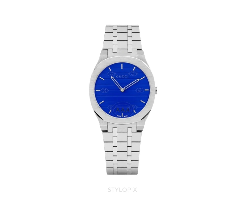 Gucci Blue Dial With Silver Chain Quartz - Gucci First Copy Watches
