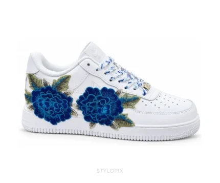 Nike Air Force One Big Dark Blue Flowers Customized Unisex - Nike First Copy Shoes