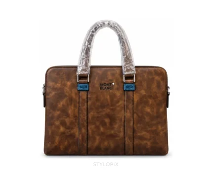 Montblanc Laptop Bag with Dust Cover Brown Business Bags - First Copy Laptop Bag
