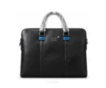 Montblanc Urban Collection Black Leather Black with Signature Emblem & Dust Cover Business Bags - First Copy Laptop Bag