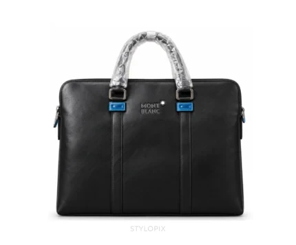 Montblanc Urban Collection Black Leather Black with Signature Emblem & Dust Cover Business Bags - First Copy Laptop Bag
