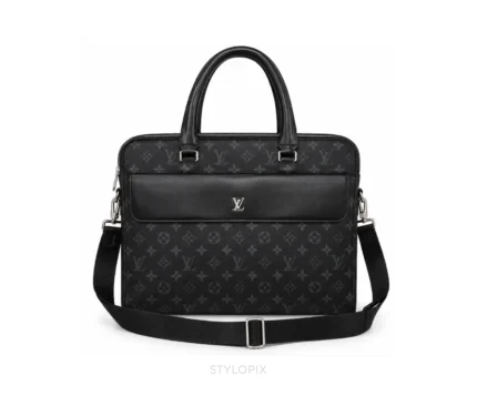 Louis Vuitton Laptop Bag with Dust Cover Full Black Business Bags - First Copy Laptop Bag