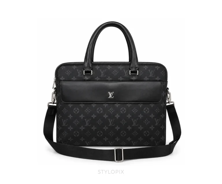 Louis Vuitton Laptop Bag with Dust Cover Full Black Business Bags - First Copy Laptop Bag