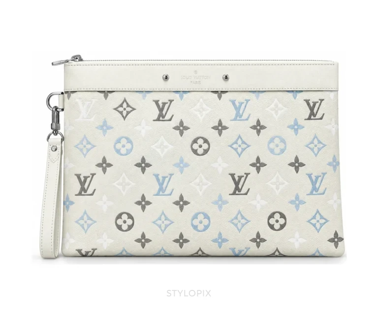 Louis Vuitton Pochette To Go Monogram Leather Clutch Bag White 81781 With Original Box & Dust Cover Pochette - First Copy Pouch Bag - First Copy Bags