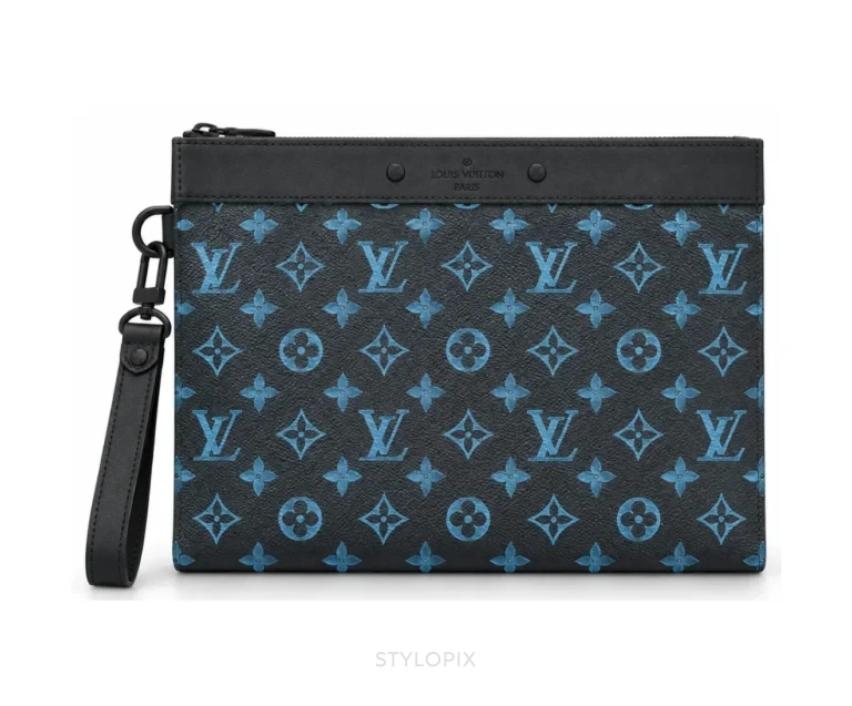 Louis Vuitton PO-4 Pochette To Go With Original Box, Black Blue Dust Cover & Carry Bag Pochette - First Copy Pouch Bag
