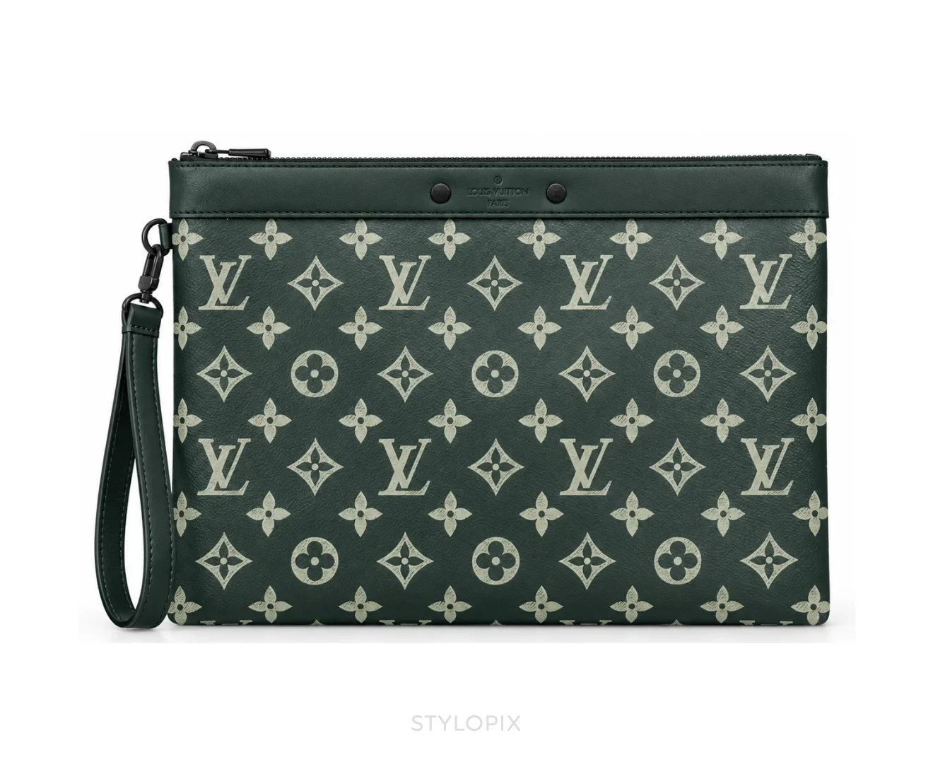 Louis Vuitton Pochette To Go Monogram Leather Dark Green Clutch Bag With Original Box & Dust Cover Pochette - First Copy Pouch Bag