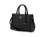 Prada Black Symbol Leather Tote Bag With Original Dust Cover & Carry Backpack - First Copy Tote Bag