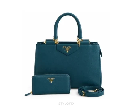 Prada Combo Dark Teal Color Shoulder Bags - First Copy Shoulder Bag