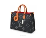 Louis Vuitton OnTheGo MM Medium Black Orange Shoulder Tote Bag With Dust Cover - LV First Copy Bag