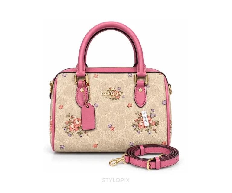 Coach Rowan Satchel Bag Floral Mulled Cider Print Pink With Original Box & Dust Cover - Coach First Copy Bags