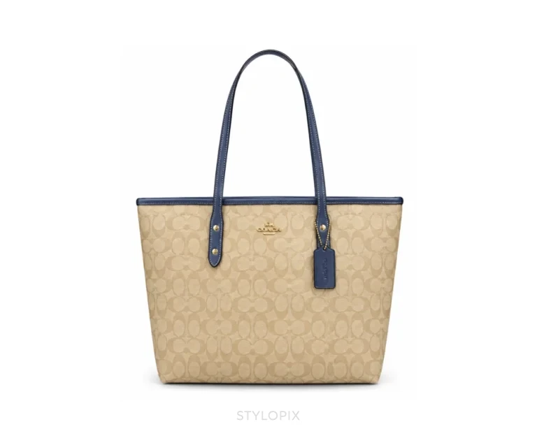 Coach Signature City Tote Bag 55398 Apricot Mulled Cider Blue With Original Red Box - Coach First Copy Bags