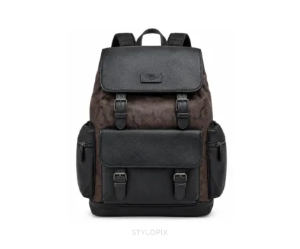 Coach Unisex Rivington Backpack Bag Coffee Black Sprint Leather With Dust Bag - Coach First Copy Bags