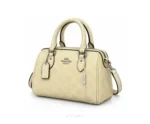 Coach Rowan Satchel Bag Signature Coated Canvas Light Yellow Leather With Original Box & Dust Cover - Coach First Copy Bags
